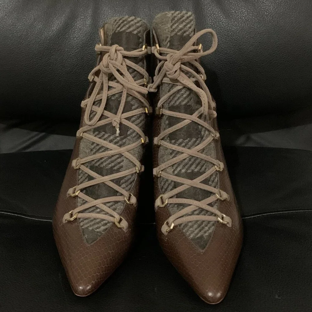 Louise et Cie Brown Leather Lace-up Ankle Boots 7.5 - Picture 2 of 7